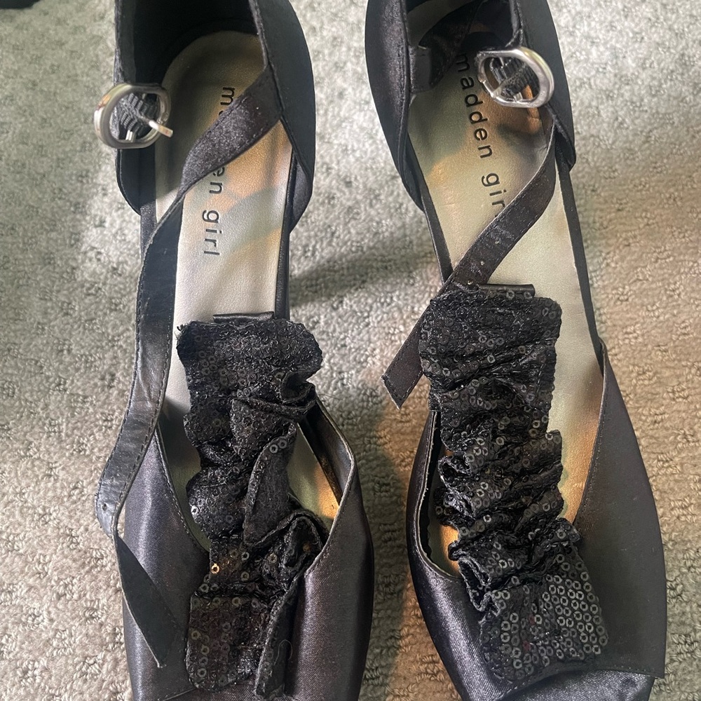 Madden Girl Black Heels with Sequin Accents